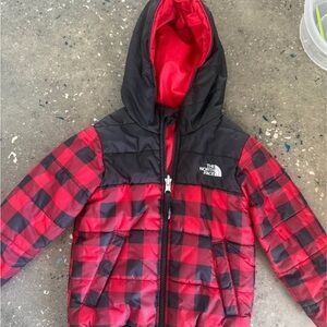 The North Face Toddler Red and Black Buffalo Plaid Puffer Jacket